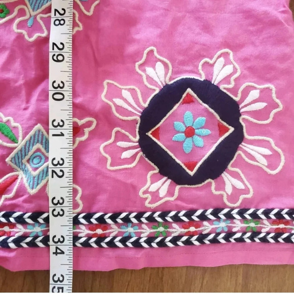 Frances Valentine Capri Embroidered Tunic Dress Pink Small Boho Cruisewear Beach - Picture 6 of 14